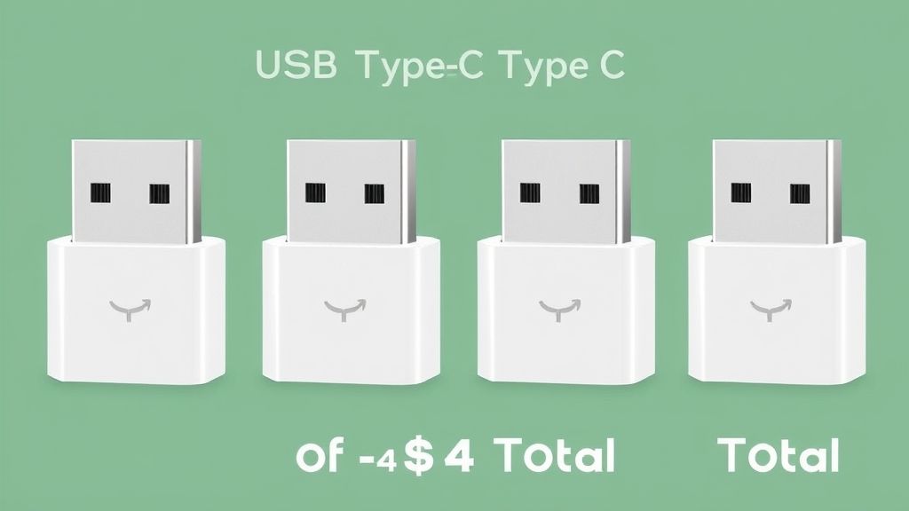 Type-C接口不够用？4个转接头只要3.99美元的解决方案来了